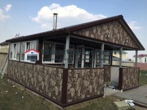 Беседка из сэндвич-панелей "под камень" в Гатчине
