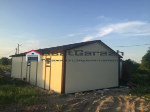 Гараж из сэндвич-панелей в п. Гостилицы (фундамент плита)