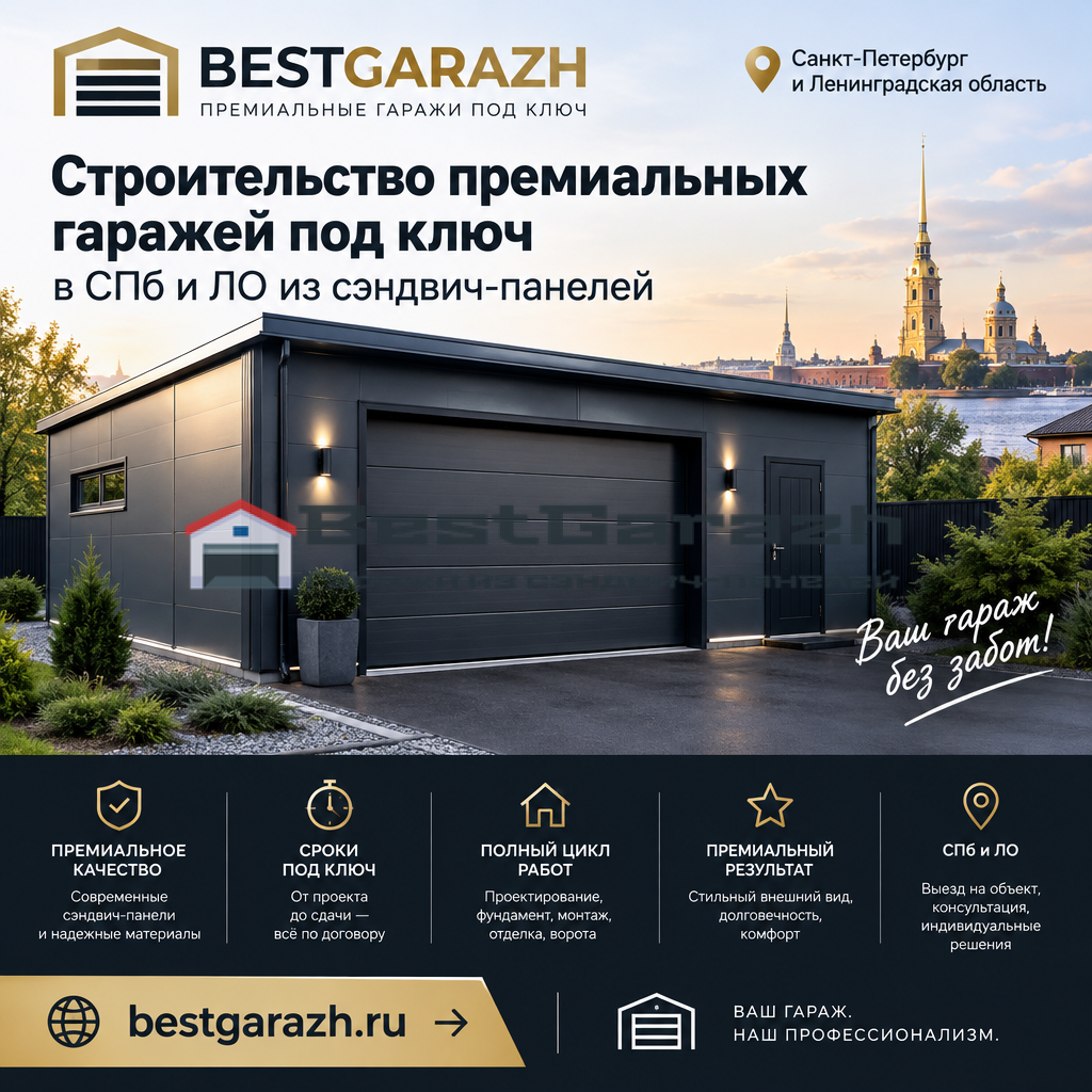 премиальные гаражи под ключ в СПб